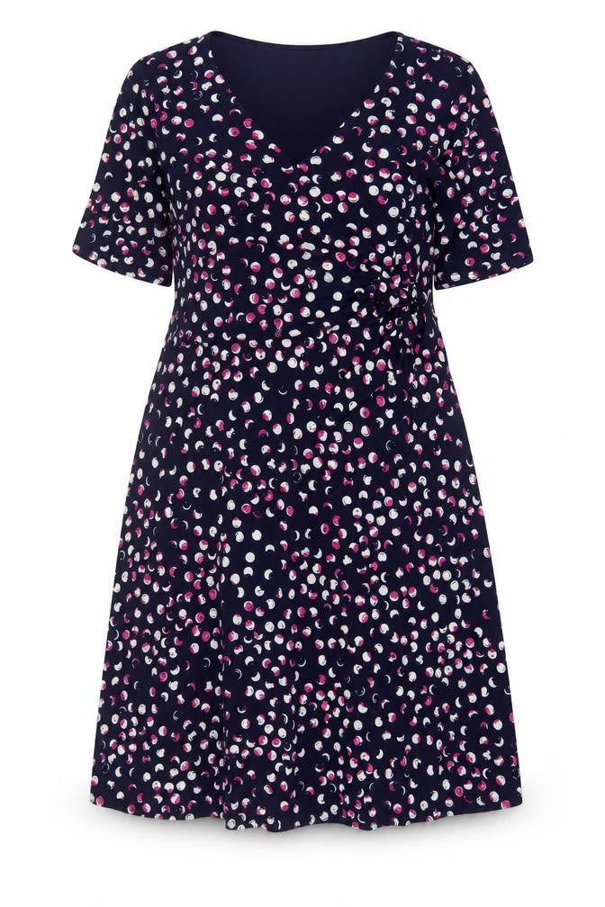 Kaleidoscope Womens Purple Geometric Polyester A-Line Size 14 V-Neck Pullover