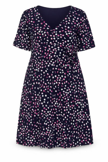 Kaleidoscope Womens Purple Geometric Polyester A-Line Size 14 V-Neck Pullover