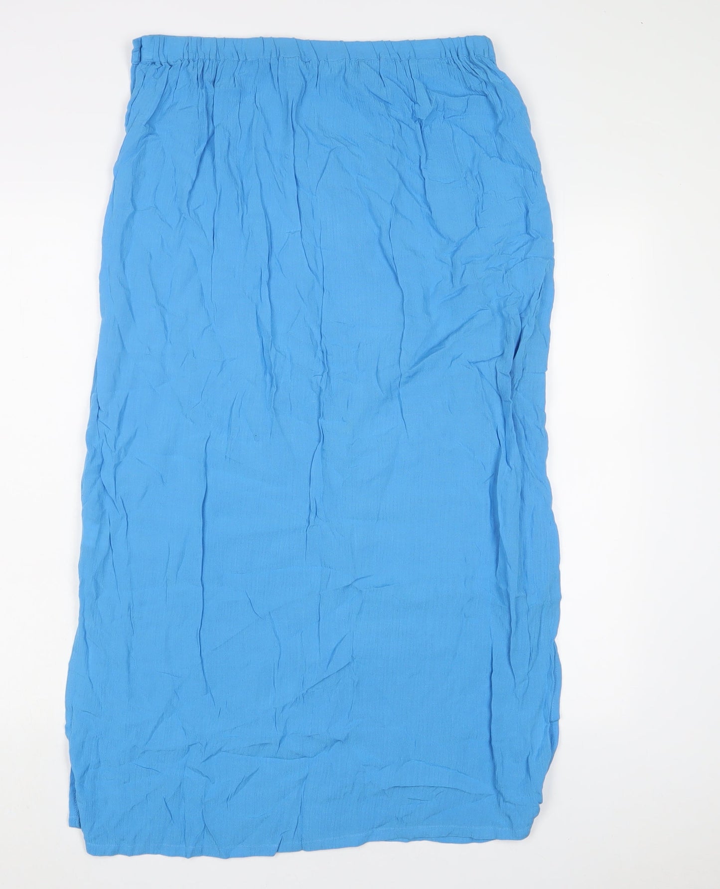 Alders Womens Blue Viscose A-Line Skirt Size 14 Button