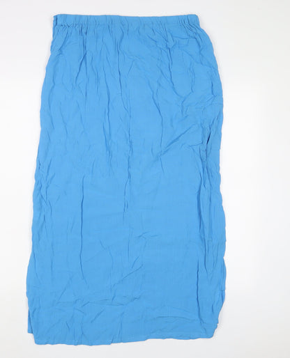 Alders Womens Blue Viscose A-Line Skirt Size 14 Button