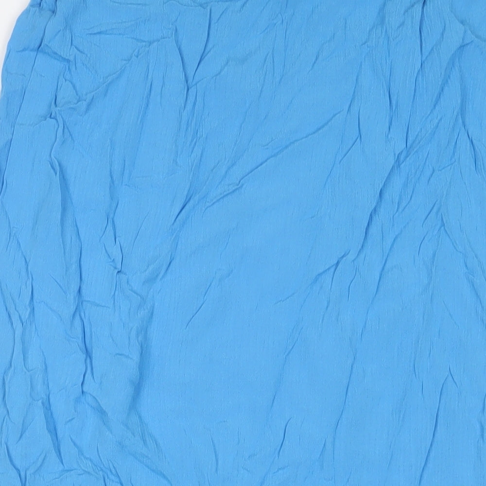 Alders Womens Blue Viscose A-Line Skirt Size 14 Button