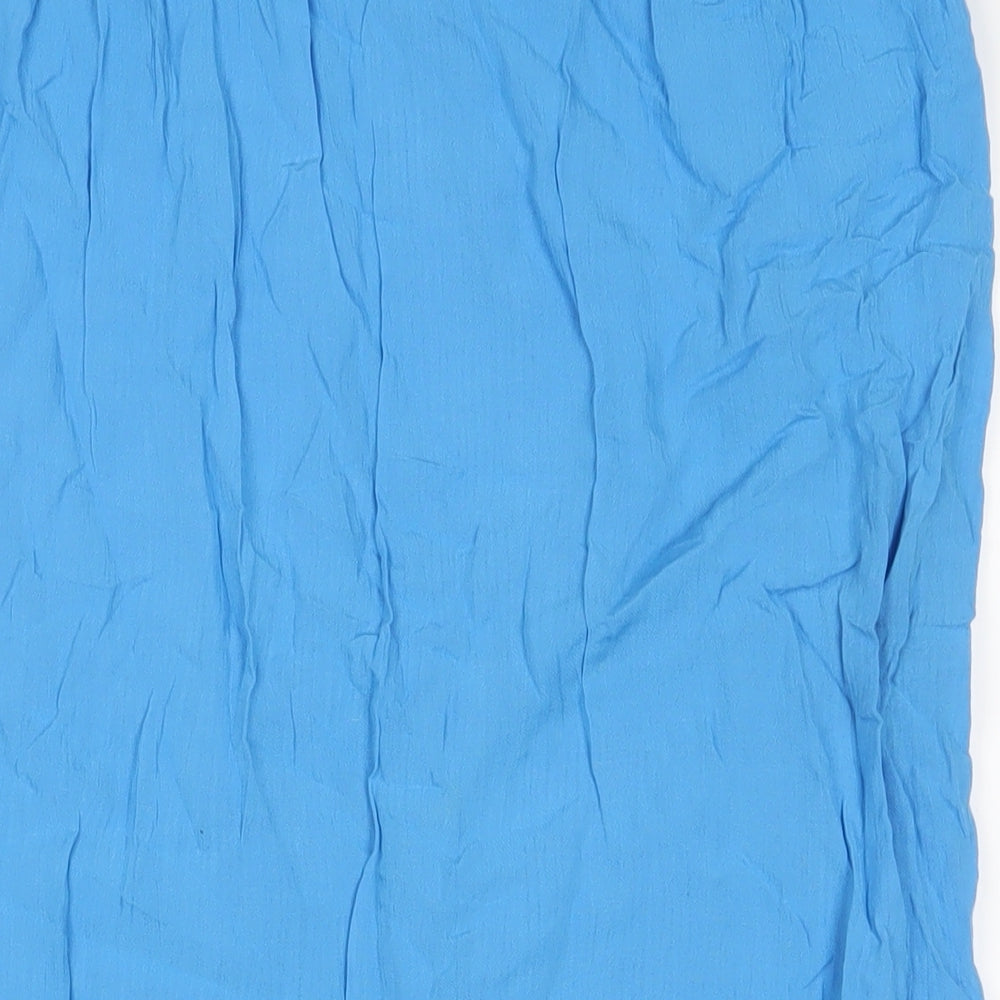 Alders Womens Blue Viscose A-Line Skirt Size 14 Button