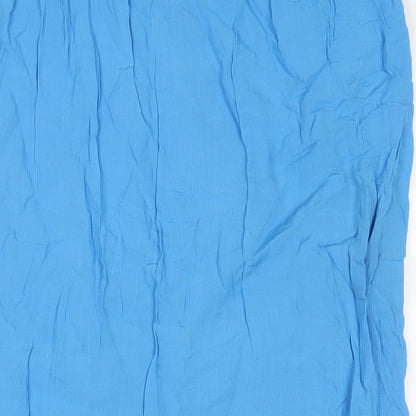 Alders Womens Blue Viscose A-Line Skirt Size 14 Button