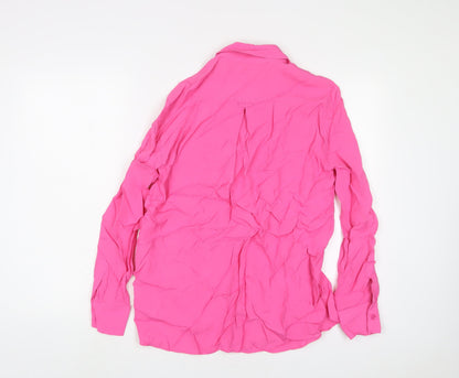 Womens UK Size XS Zara Pink Basic Button-Up