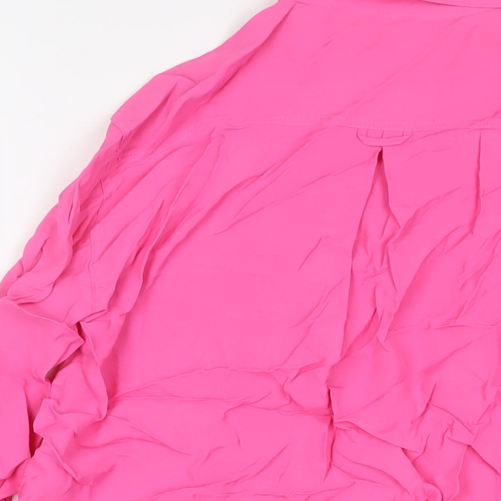 Womens UK Size XS Zara Pink Basic Button-Up
