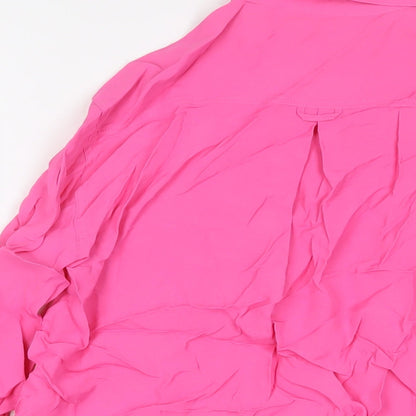 Womens UK Size XS Zara Pink Basic Button-Up