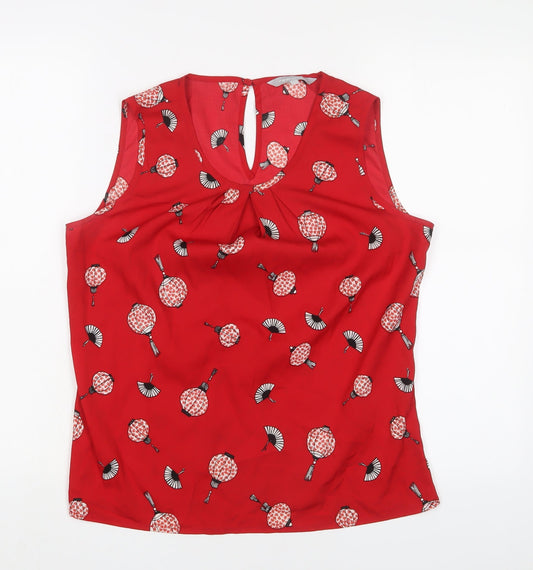 Womens UK Size 10 Red Herring Red Basic Tank