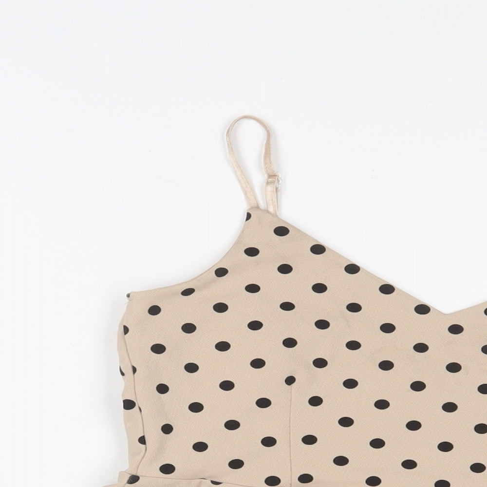 New Look Womens Beige Polka Dot Polyester Camisole Tank Size 14 V-Neck