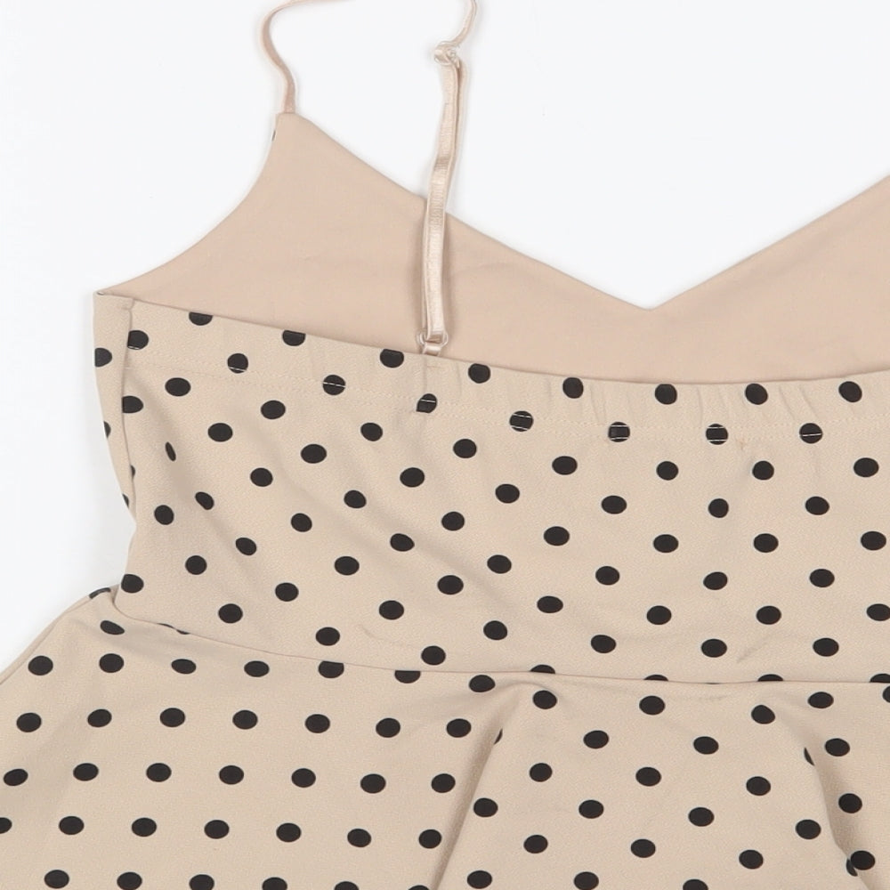 New Look Womens Beige Polka Dot Polyester Camisole Tank Size 14 V-Neck