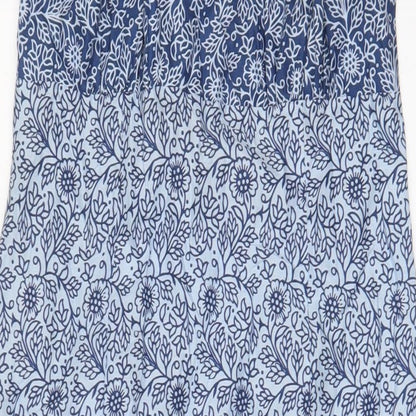 Marks and Spencer Womens Blue Geometric Cotton A-Line Size 12 Halter Tie