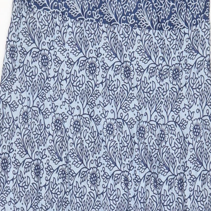 Marks and Spencer Womens Blue Geometric Cotton A-Line Size 12 Halter Tie