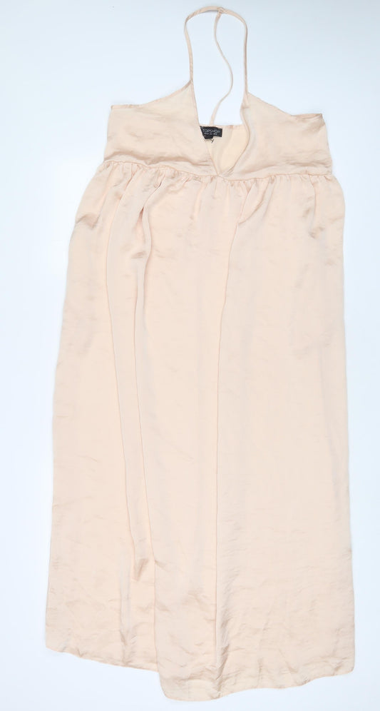 Topshop Womens Beige Polyester A-Line Size 12 Halter Pullover