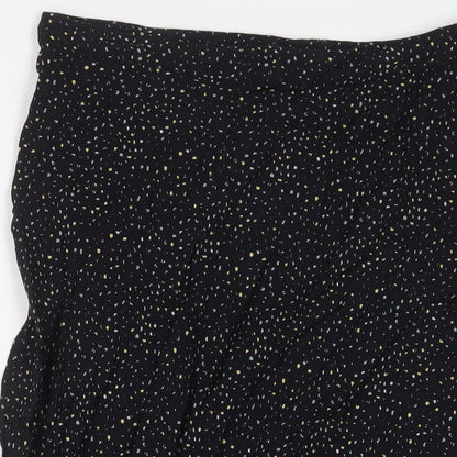 Feather & Bone Womens Black Geometric Viscose A-Line Skirt Size 14 Zip