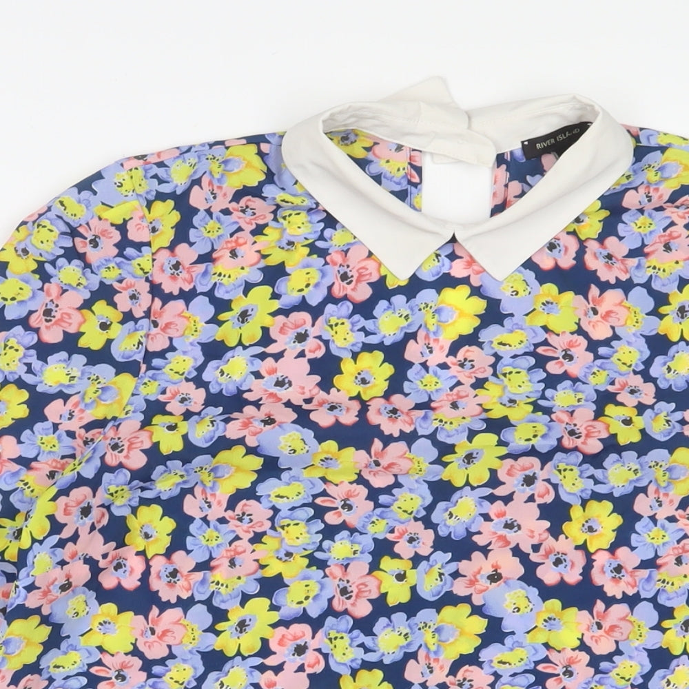 Womens UK Size 10 River Island Multicoloured Basic T-Shirt