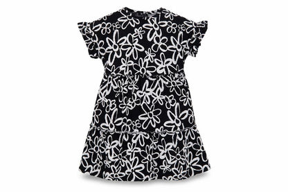 New Look Womens Black Floral Cotton A-Line Size 12 Crew Neck Pullover