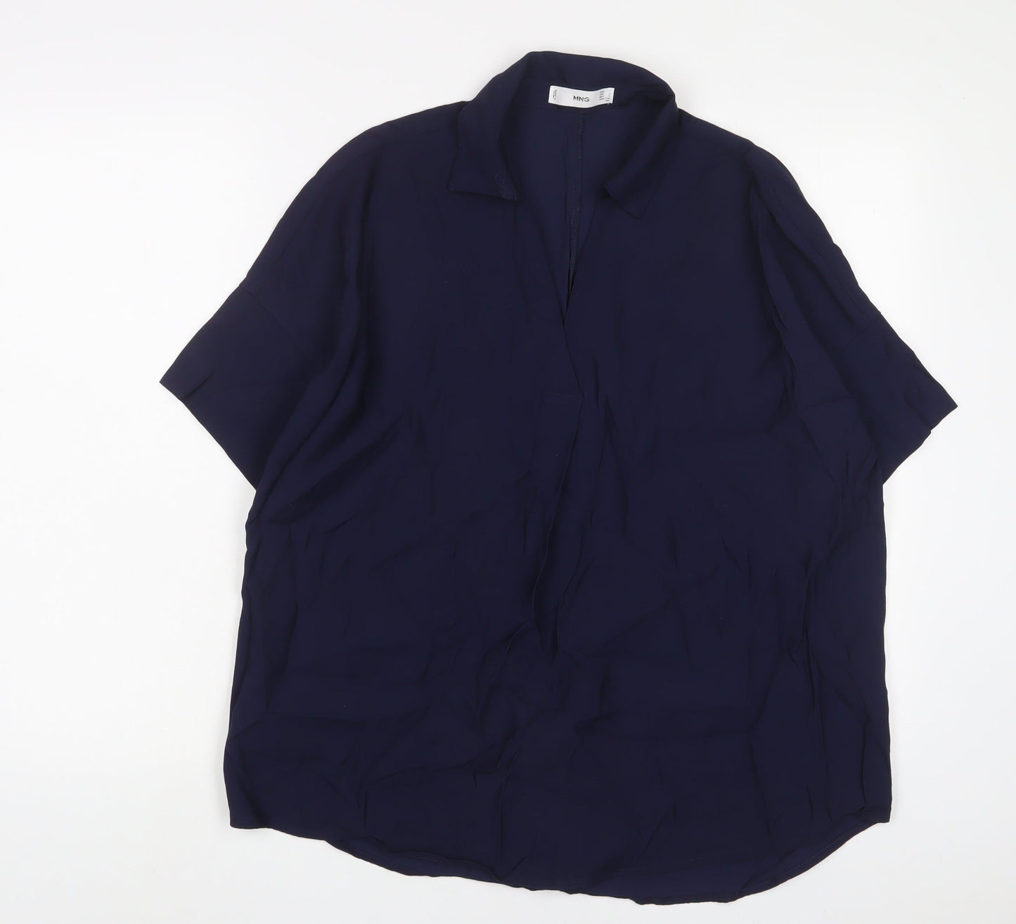 Womens UK Size L Mango Blue Basic Polo