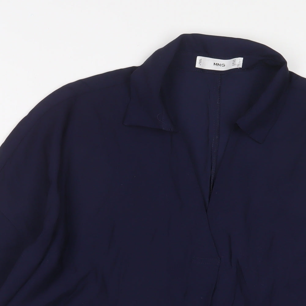 Womens UK Size L Mango Blue Basic Polo