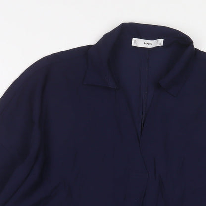 Womens UK Size L Mango Blue Basic Polo