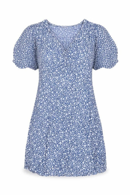 NEXT Womens Blue Floral Lyocell A-Line Size 12 V-Neck Zip