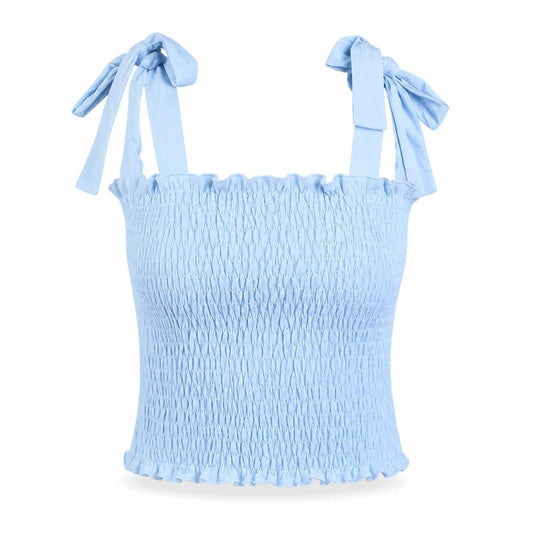Misspap Womens Blue Polyester Basic Tank Size L Square Neck