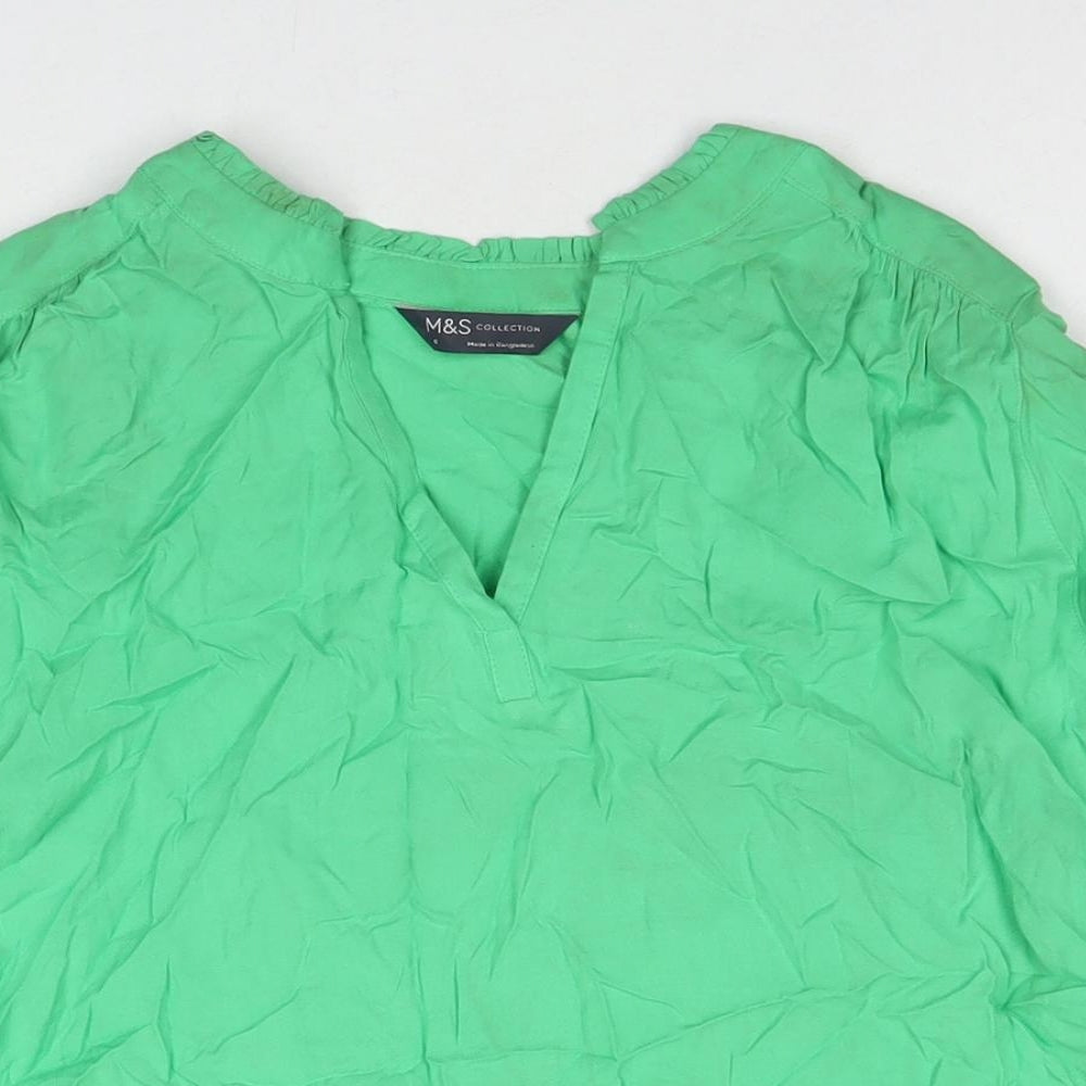 Womens UK Size 8 Marks and Spencer Green Basic T-Shirt