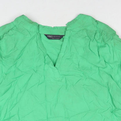 Womens UK Size 8 Marks and Spencer Green Basic T-Shirt
