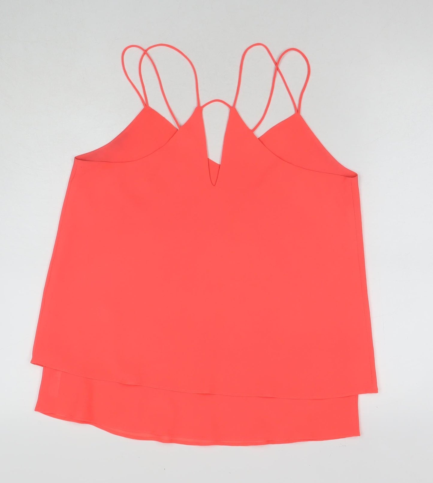 New Look Womens Pink Polyester Basic Tank Size 12 V-Neck
