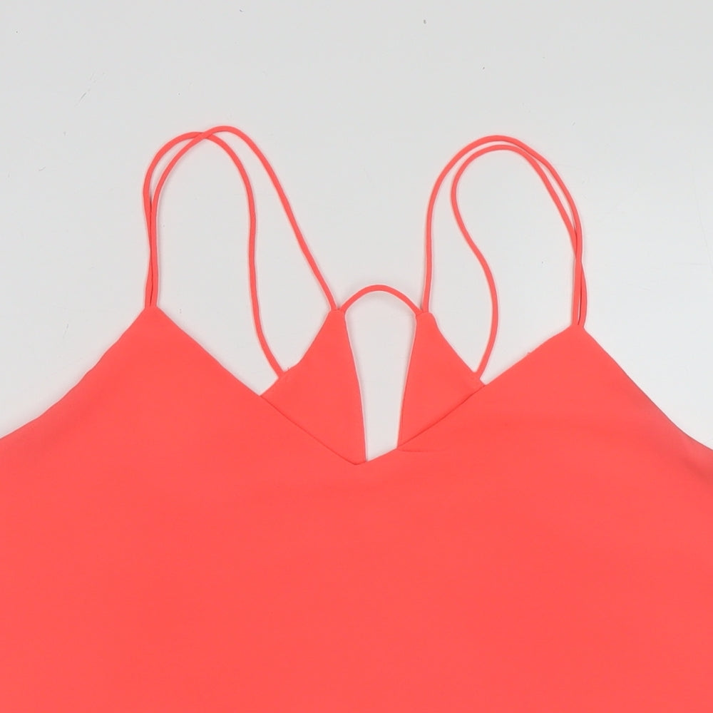 New Look Womens Pink Polyester Basic Tank Size 12 V-Neck