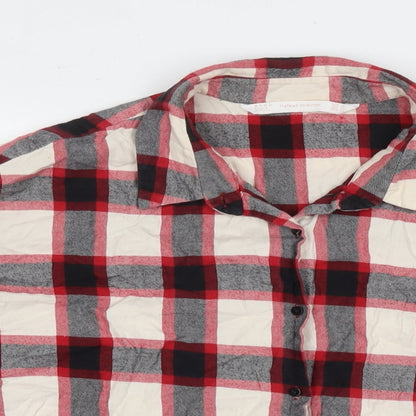 Zara Womens Multicoloured Check Cotton Basic Button-Up Size XL Collared