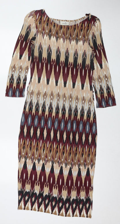 Wallis Womens Multicoloured Geometric Viscose A-Line Size S Round Neck Pullover