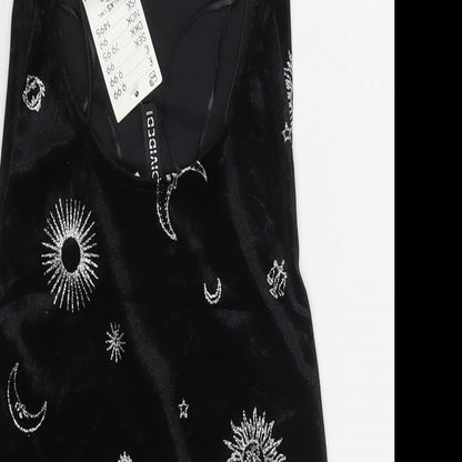 H&M Womens Black Geometric Polyester Bodycon Size XS Square Neck Pullover