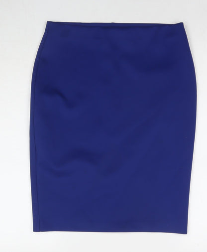 Marks and Spencer Womens Blue Polyester A-Line Skirt Size 32 in