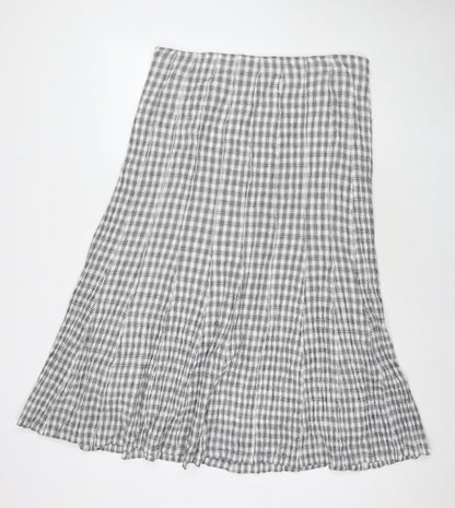Adini Womens White Check Cotton Maxi Skirt Size 36 in Zip - Label Size L1