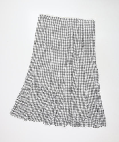 Adini Womens White Check Cotton Maxi Skirt Size 36 in Zip - Label Size L1