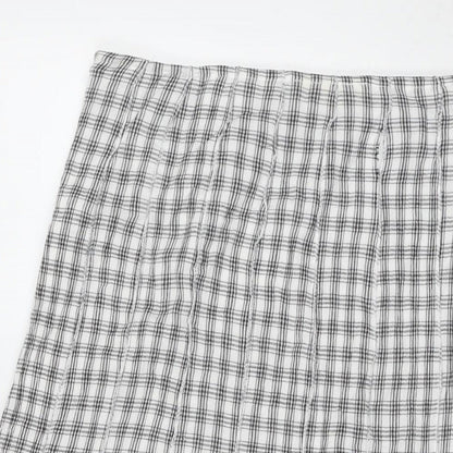 Adini Womens White Check Cotton Maxi Skirt Size 36 in Zip - Label Size L1