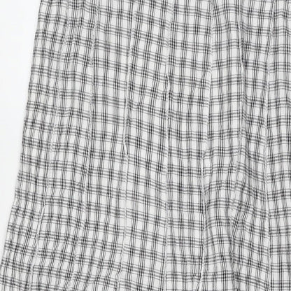 Adini Womens White Check Cotton Maxi Skirt Size 36 in Zip - Label Size L1