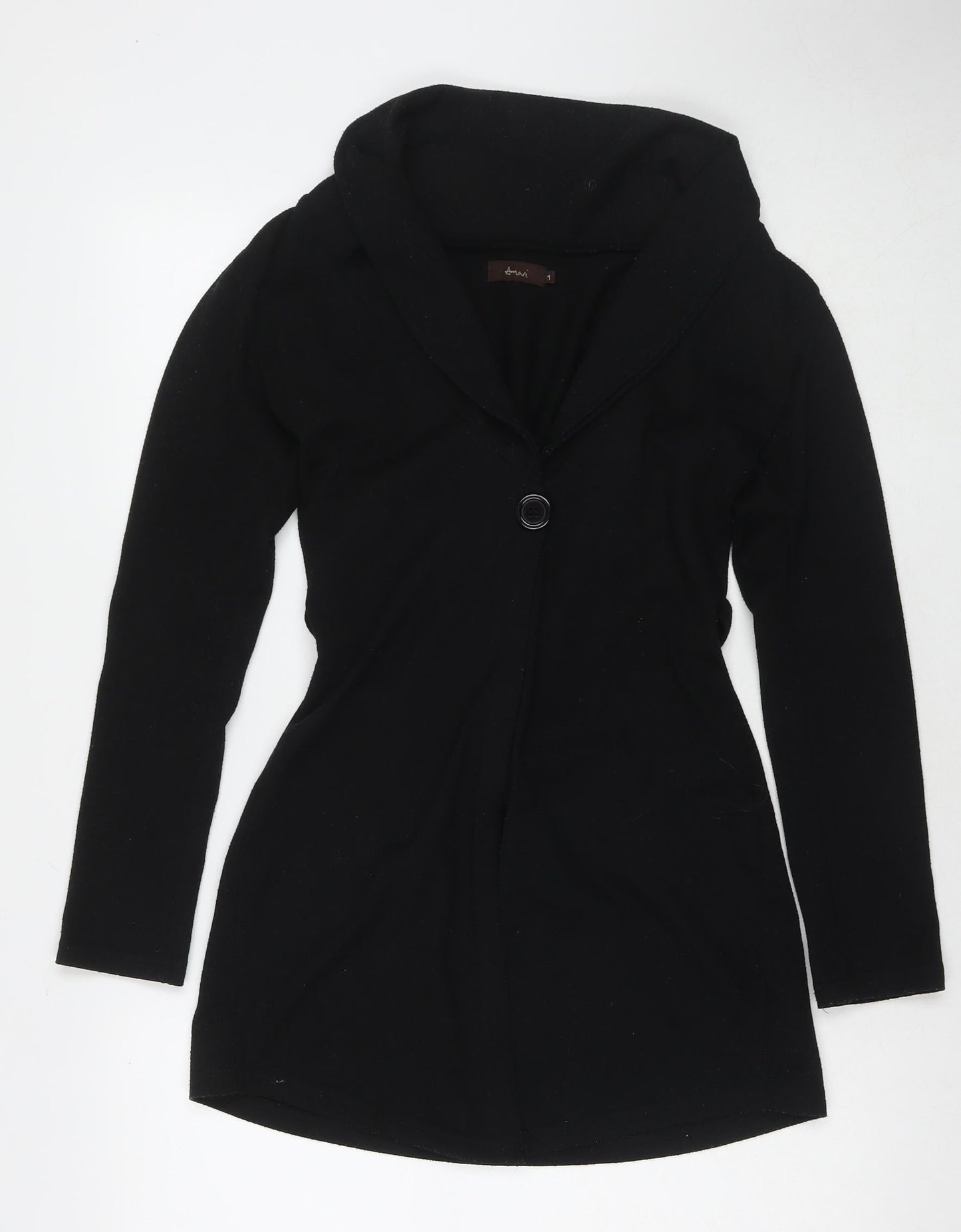 Ameni Womens Black V-Neck Polyester Cardigan Jumper Size S - Label Size 1
