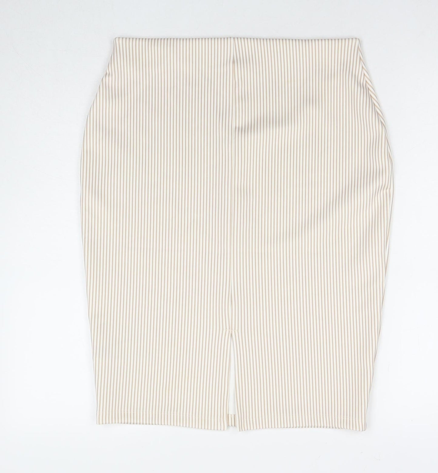 Marks and Spencer Womens Beige Striped Polyester Straight & Pencil Skirt Size 12 - Flowers