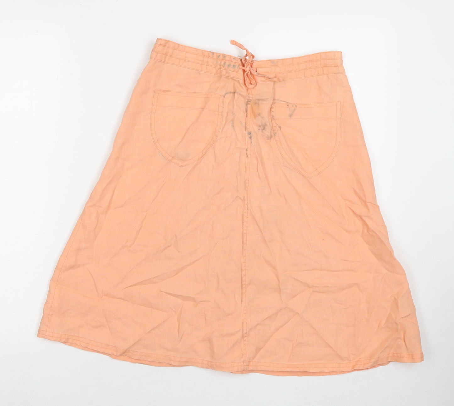 Divided by H&M Womens Orange Linen A-Line Skirt Size 8 Zip