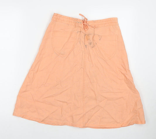 Divided by H&M Womens Orange Linen A-Line Skirt Size 8 Zip