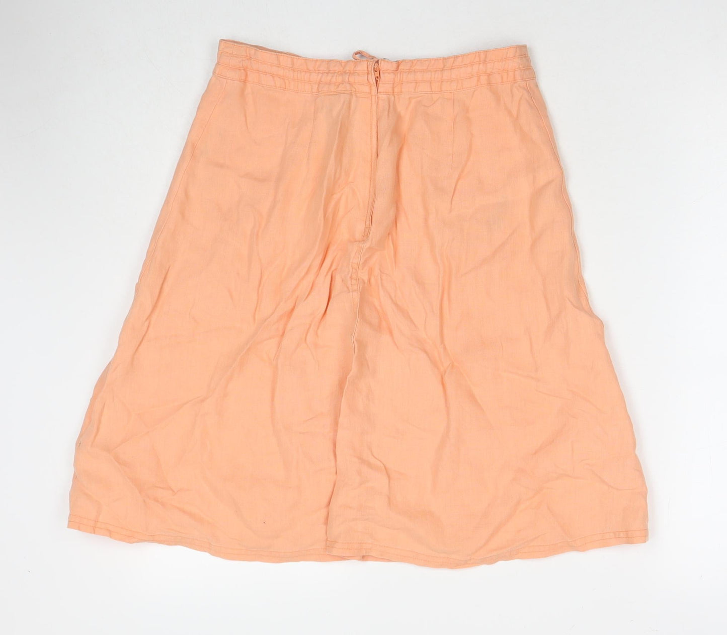 Divided by H&M Womens Orange Linen A-Line Skirt Size 8 Zip