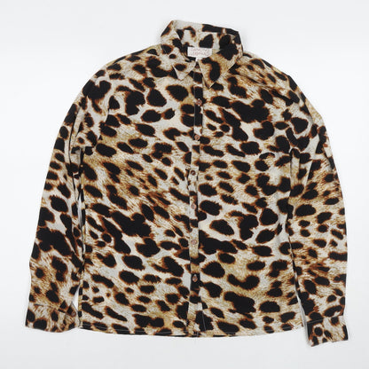 Womens UK Size 10 Dancing Leopard Beige Basic Button-Up