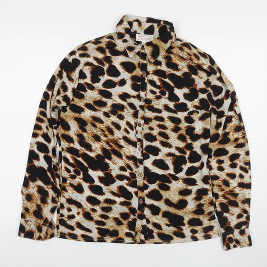 Womens UK Size 10 Dancing Leopard Beige Basic Button-Up