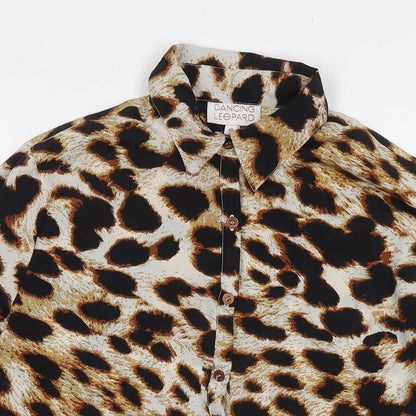 Womens UK Size 10 Dancing Leopard Beige Basic Button-Up