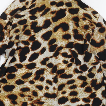 Womens UK Size 10 Dancing Leopard Beige Basic Button-Up