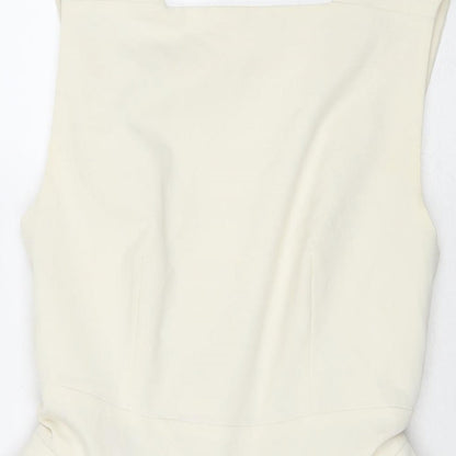 Aqua Womens White Polyester A-Line Size 10 Square Neck Zip