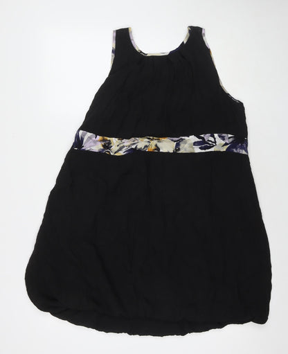Tsega Womens Black Polyester Tank Dress Size S Round Neck Pullover - Flowers
