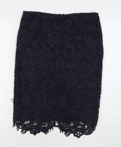 La Redoute Womens Blue Floral Polyester A-Line Skirt Size 12 Zip