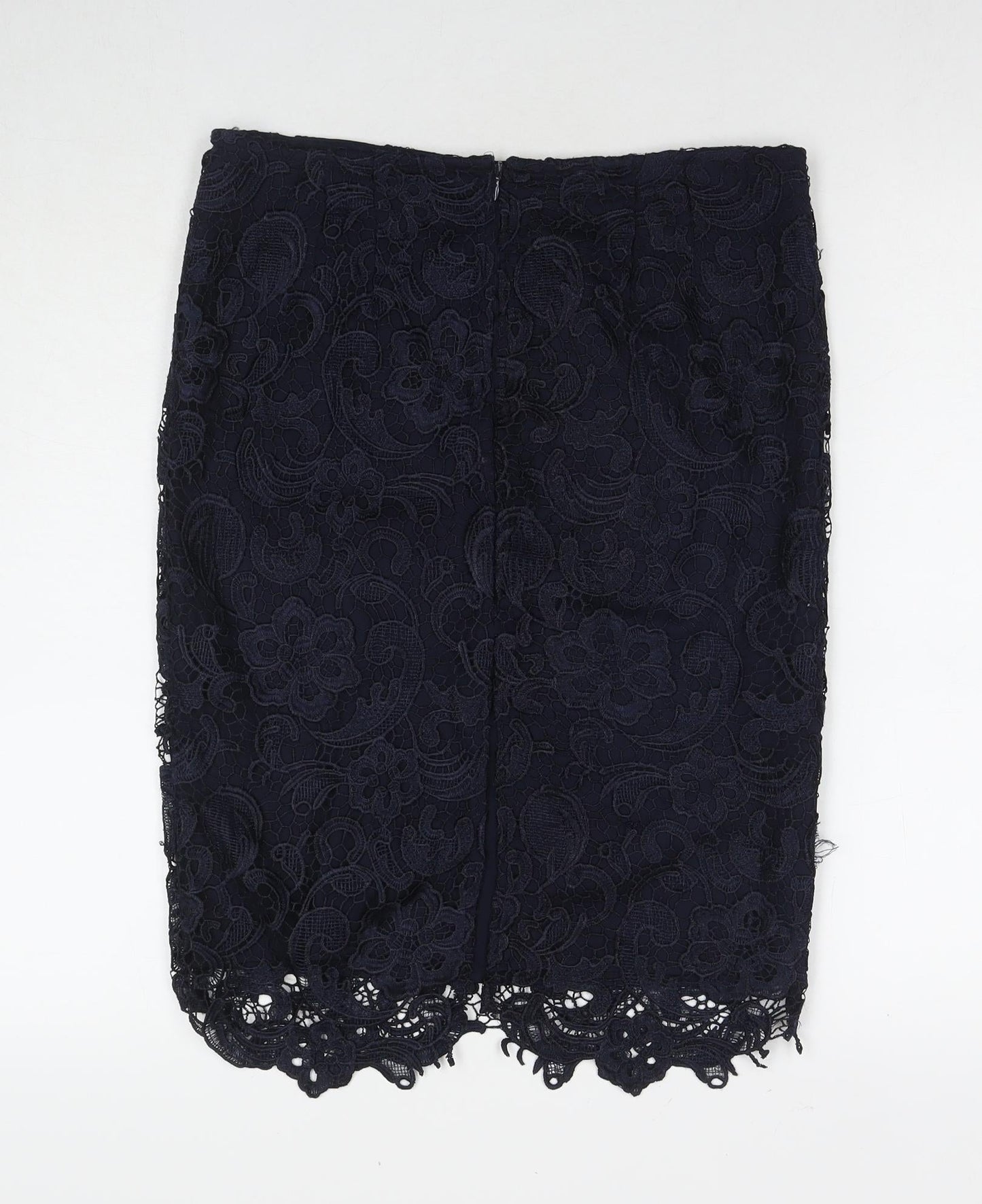 La Redoute Womens Blue Floral Polyester A-Line Skirt Size 12 Zip