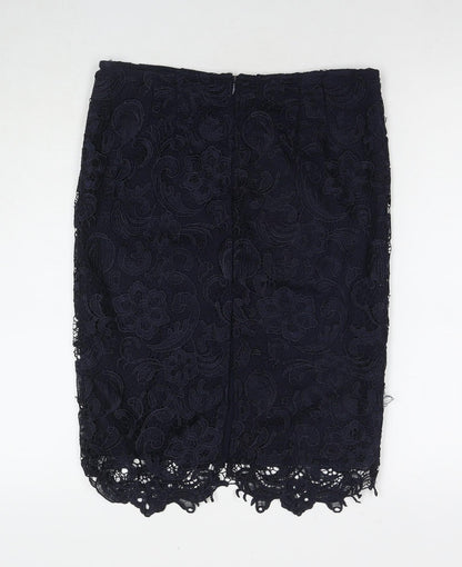 La Redoute Womens Blue Floral Polyester A-Line Skirt Size 12 Zip